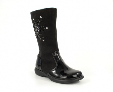 Mittelhohe schwarze Lederstiefel
