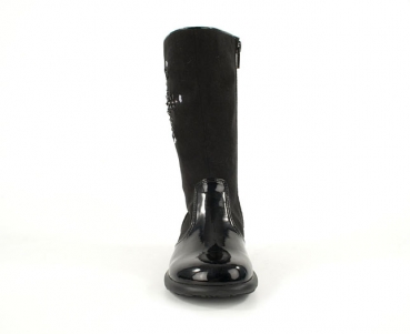 Mittelhohe schwarze Lederstiefel