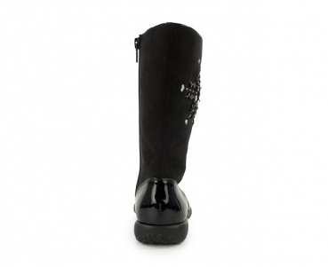 Mittelhohe schwarze Lederstiefel