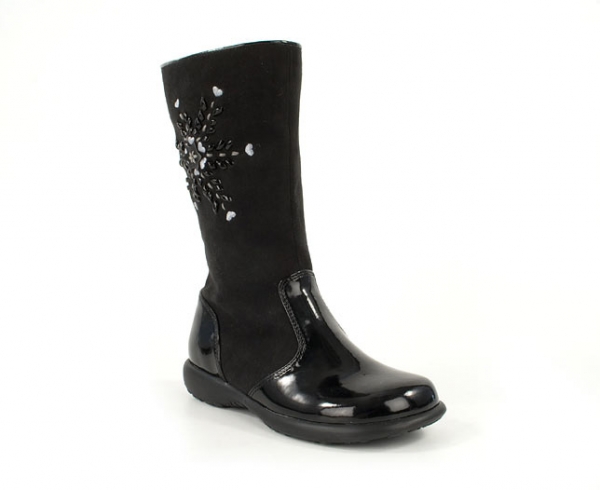 Mittelhohe schwarze Lederstiefel
