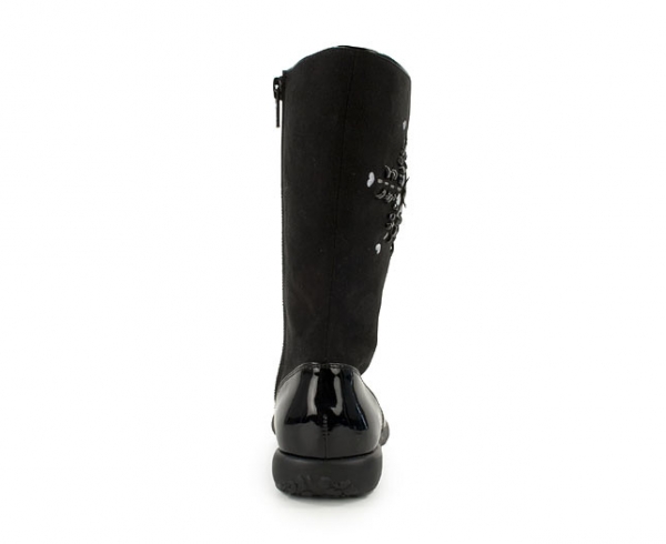 Mittelhohe schwarze Lederstiefel